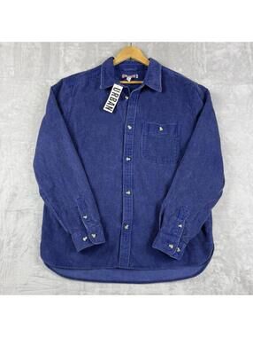 Urban Outfitters Heritage Corduroy Button Up Shirt Blue Overshirt MenM Prep NWT